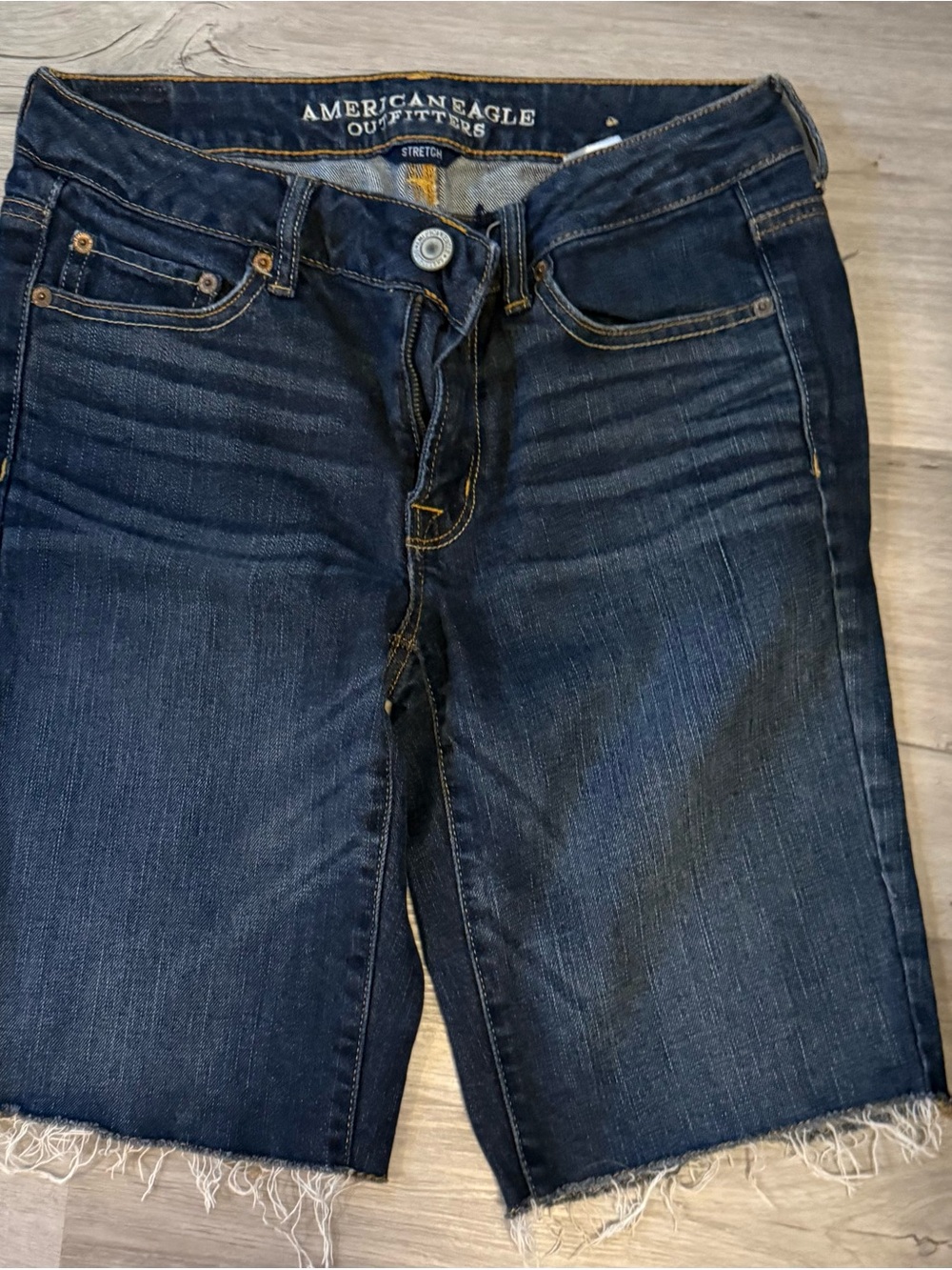 American Eagle Outfitters Dark Blue Cropped Denim Shorts